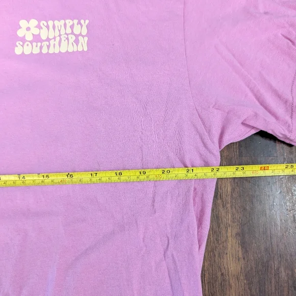Simply Southern Pink Graphic T-Shirt with Smiley Flower Women's Size XL EUC - Picture 4 of 6